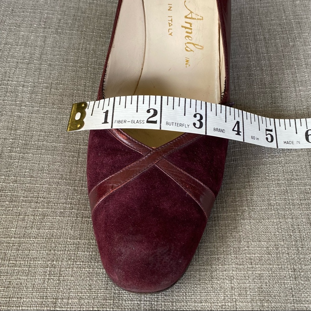 Vintage Burgundy Wine Suede Leather High Heel Pumps - Picture 14 of 14